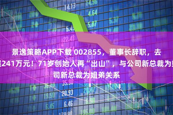 景逸策略APP下载 002855，董事长辞职，去年年薪超241万元！71岁创始人再“出山”，与公司新总裁为姐弟关系